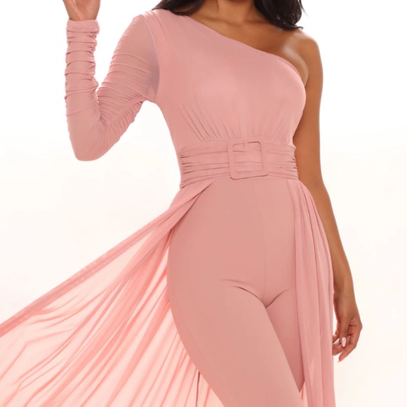 NEW W/ TAGS NEVER WORN Fashion Nova 'Better Be Sure' mesh jumpsuit w/ cape - Picture 16 of 16